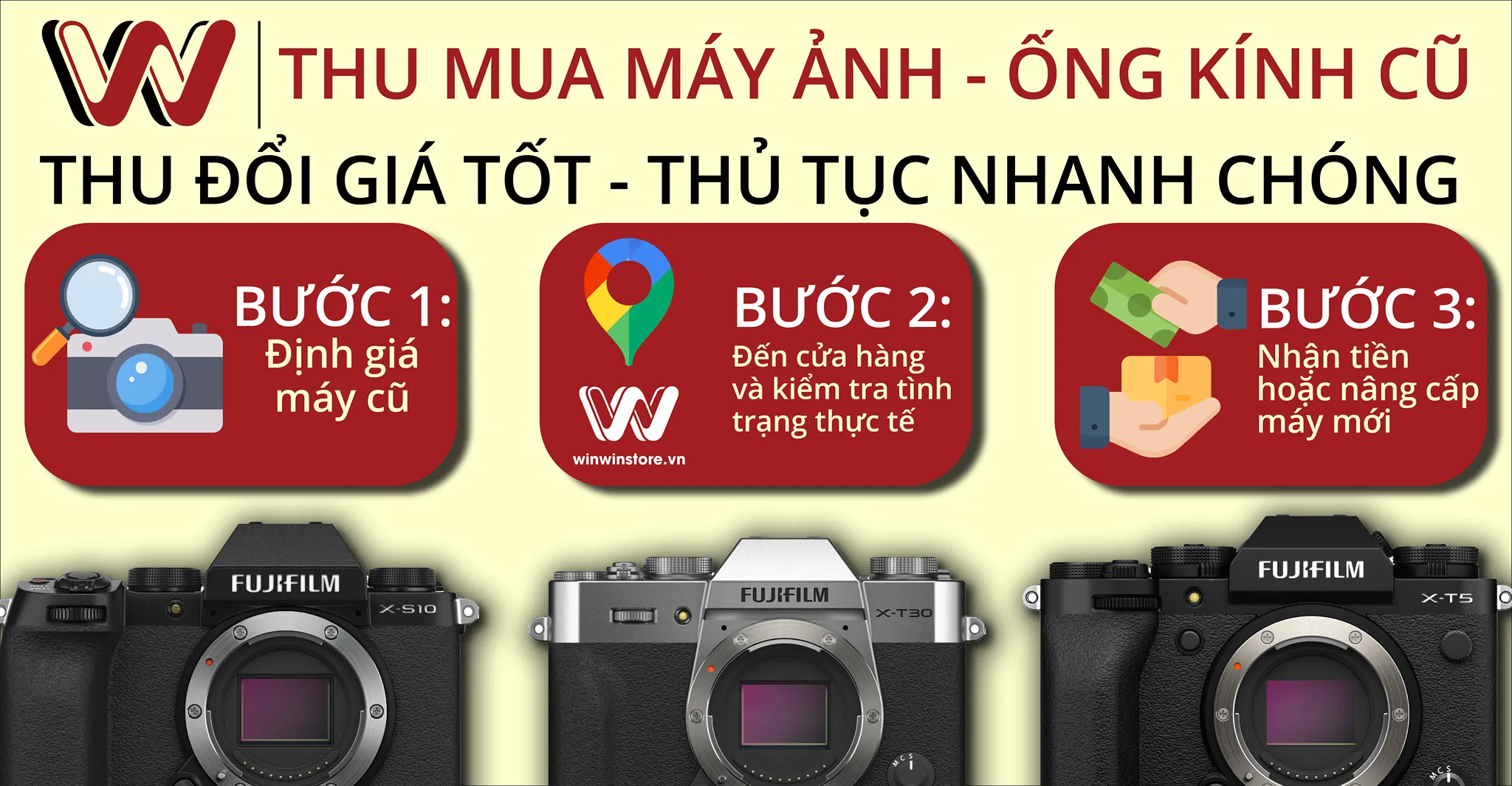 Thu mua máy ảnh cũ hỗ trợ lên đời máy mới tại WinWinStore