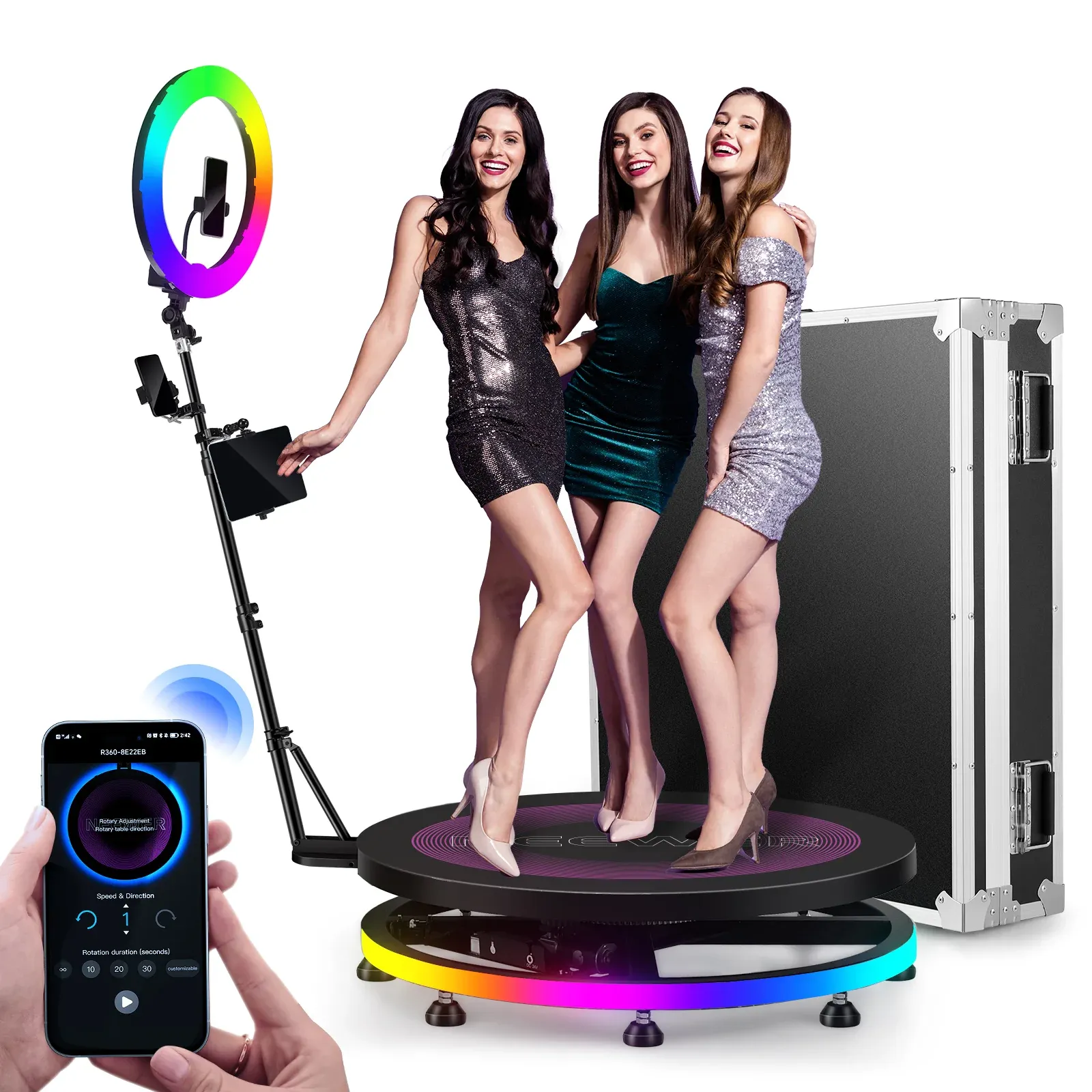 Đèn Neewer 100cm 360 Photo Booth với dải RGB LED & Remote, đèn led 360, đèn led xoay 360, đèn neewer, neewer, neewer 360 photo booth