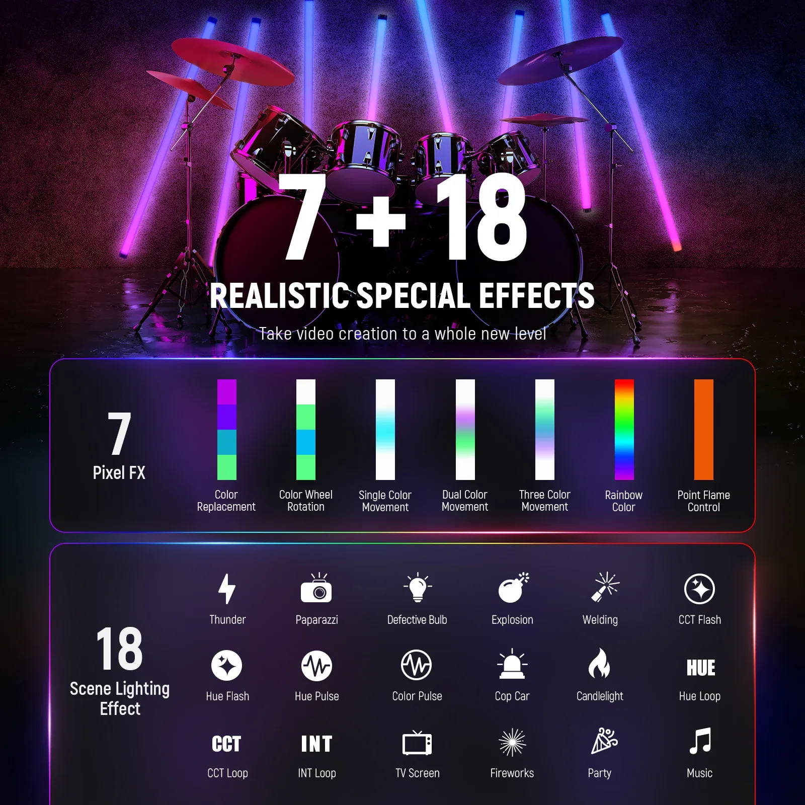 Đèn Neewer TL120C RGB Tube Light Stick