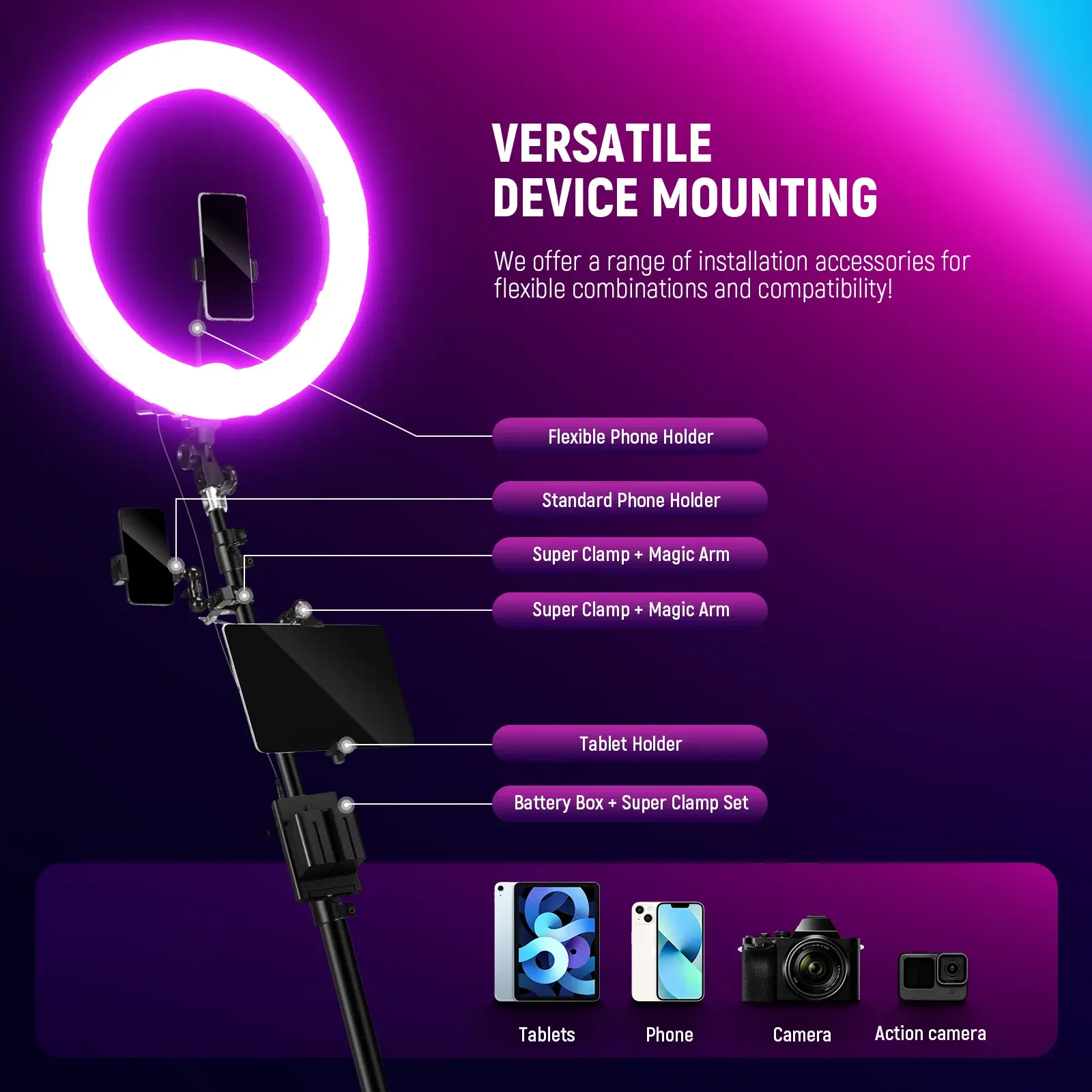 Đèn Neewer 100cm 360 Photo Booth với dải RGB LED & Remote