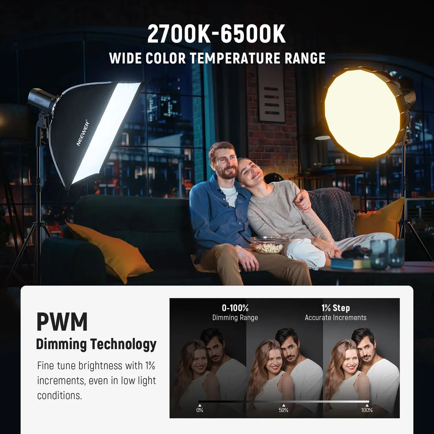 Đèn Neewer MS150B 130W Bi-Color LED Video Light