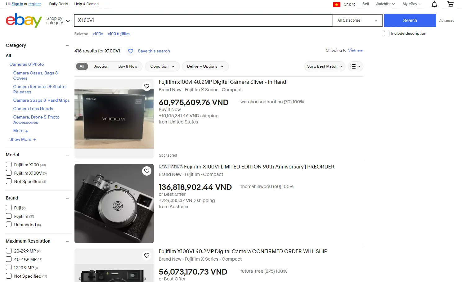 Nhu cầu cao khiến Fujifilm X100VI bị hét giá cao gấp nhiều lần trên eBay