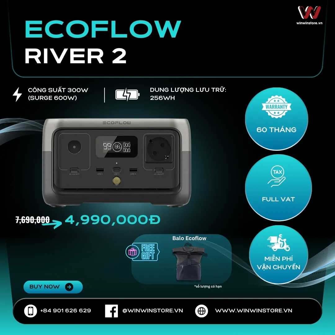 Chương trình khuyến mãi trạm năng lượng EcoFlow tại WinWinStore, chỉ từ 5 triệu đồng có ngay trạm xịn cùng phần quà hấp dẫn