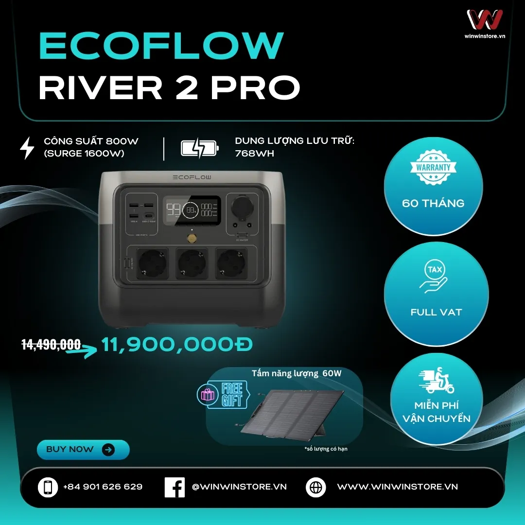 Chương trình khuyến mãi trạm năng lượng EcoFlow tại WinWinStore, chỉ từ 5 triệu đồng có ngay trạm xịn cùng phần quà hấp dẫn