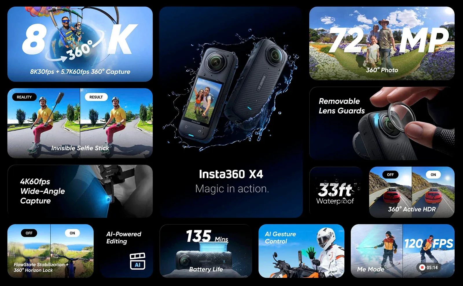 Insta360 X4 ra mắt với quay video 360 độ lên đến 8K và quay video thông thường 4K 60FPS