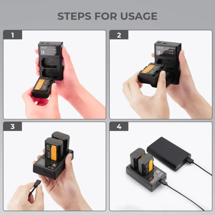 Bộ pin sạc K&F Concept NP-FZ100 cho Sony | 1 dock sạc và 2 pin