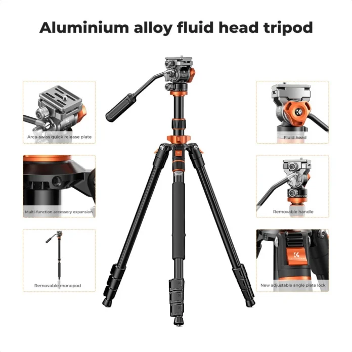 Chân máy K&F Concept K234A7 với FH-03 Fluid Head - KF09.136