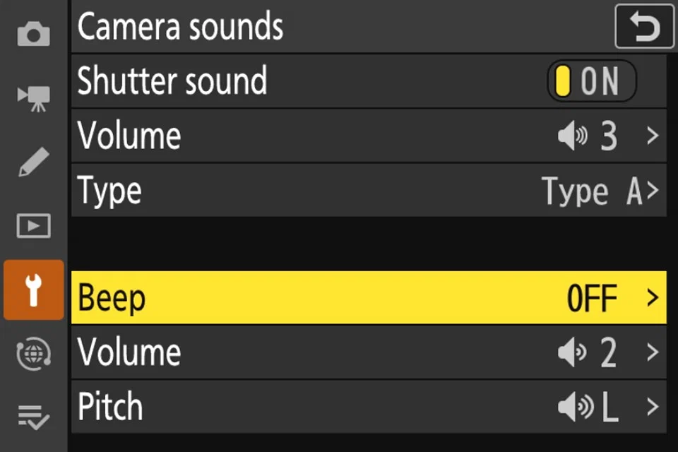 nikon beep off