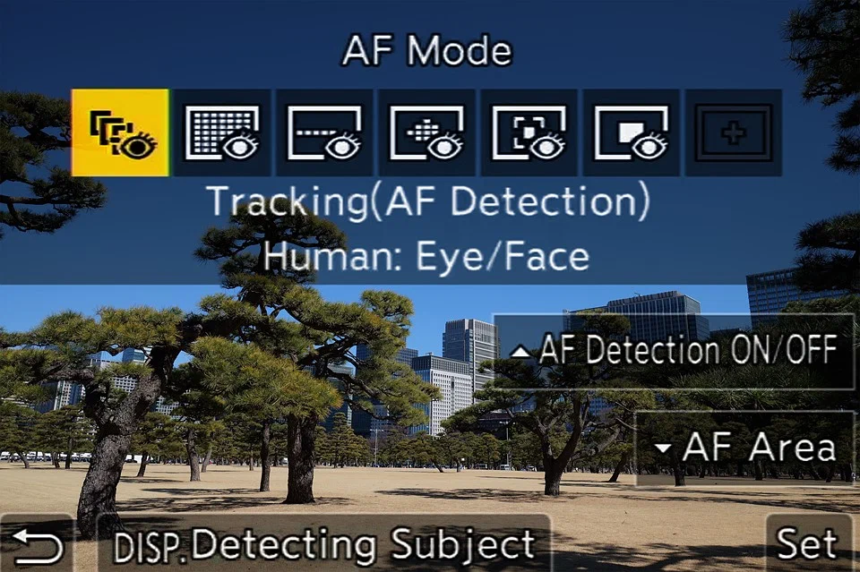 panasonic af selection point menu