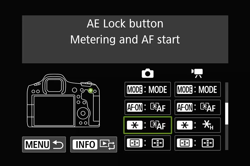 multiple af start buttons assigned