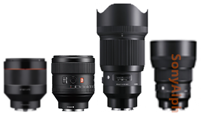So sánh kích thước ống kính Sigma 85mm F1.4 FE mới với các ống kính 85mm khác