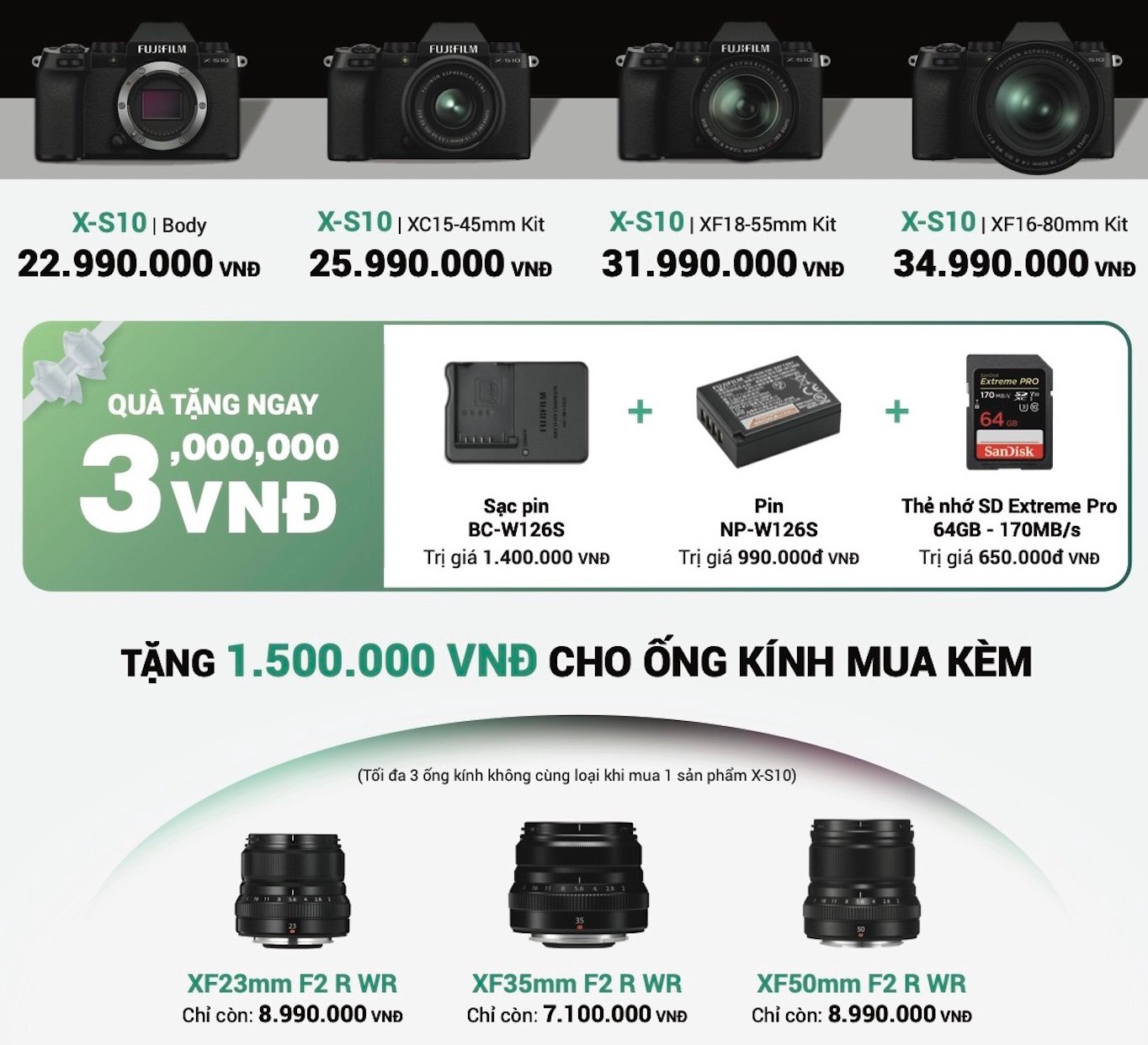 Đặt hàng Fujifilm X-S10 nhận ngay bộ quà vệ tinh từ A-Z, không thiếu thứ gì