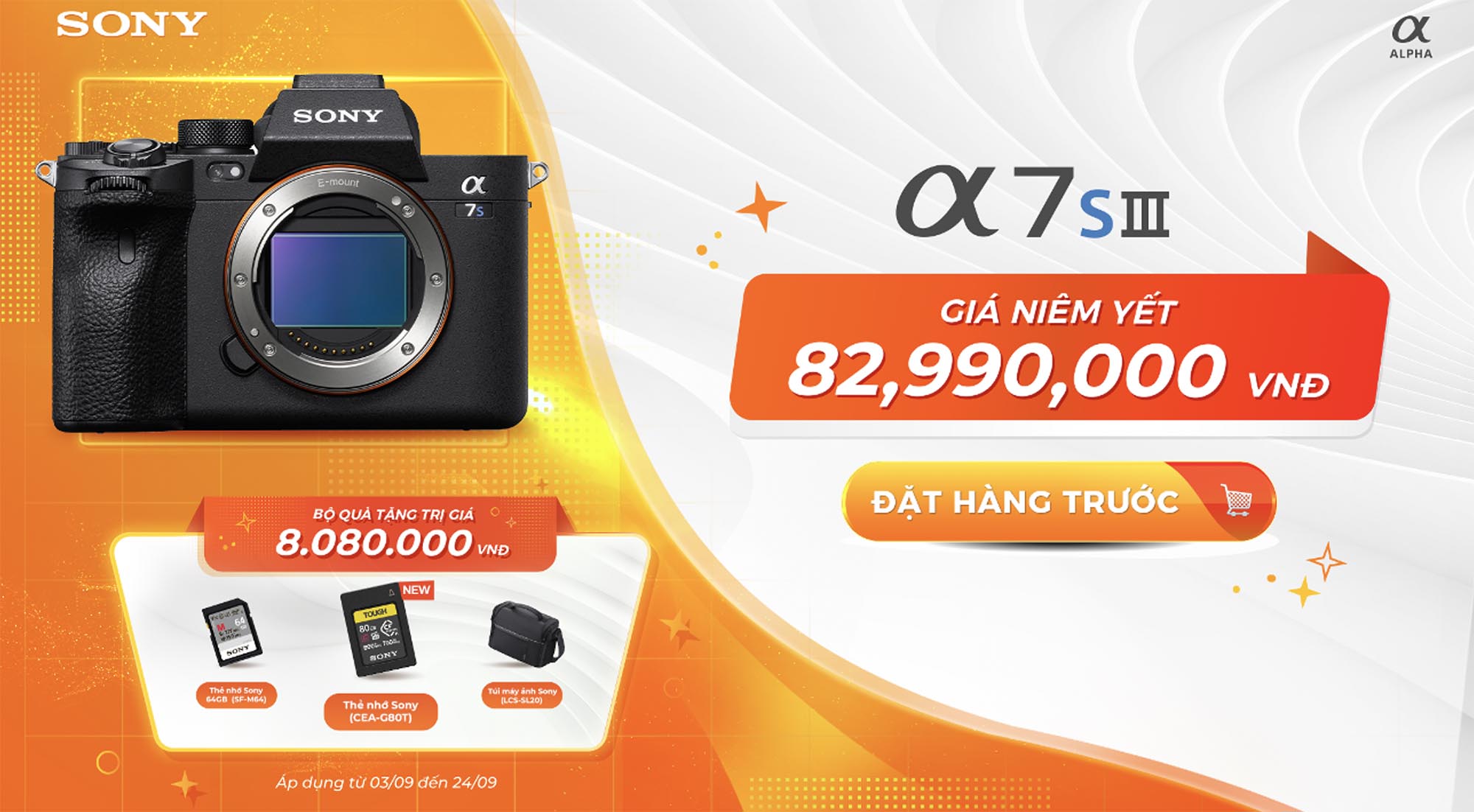 Máy ảnh Sony a7S III sẽ có giá bán 82,990,000, đặt trước tại WinWinStore nhận bộ quà tặng lên tới 8 triệu đồng