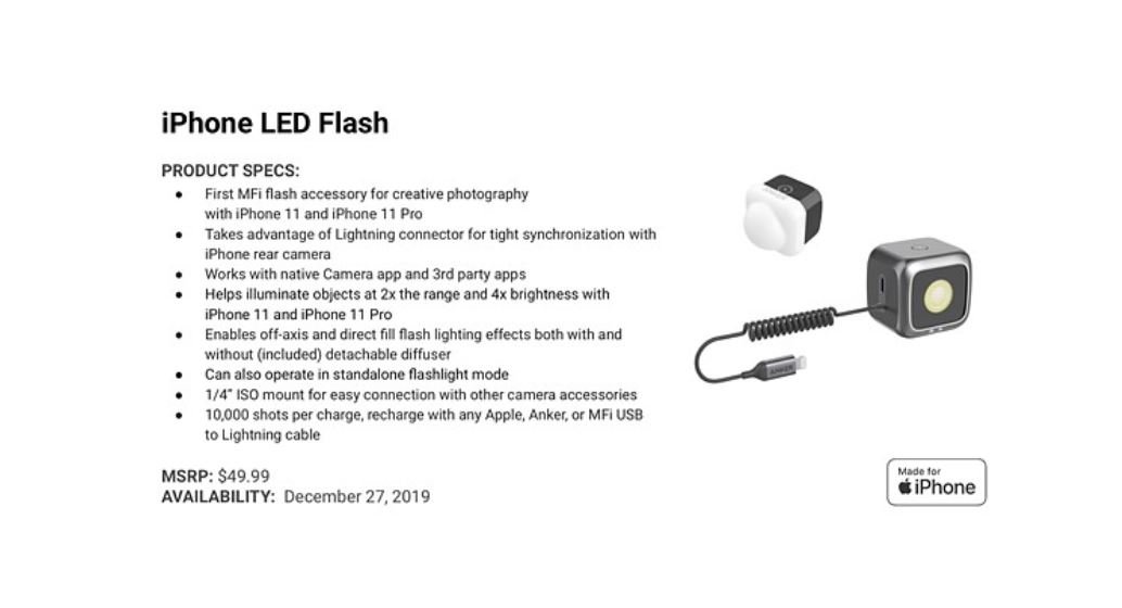 Anker giới thiệu đèn flash LED được chứng nhận MFi đầu tiên cho các thiết bị iPhone 11, 11 Pro