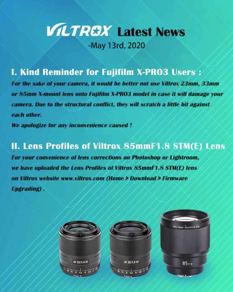 Hãng Viltrox cảnh báo ống kính X-Mout của hãng có thể gây hư hại tới máy ảnh Fujifilm X-Pro3