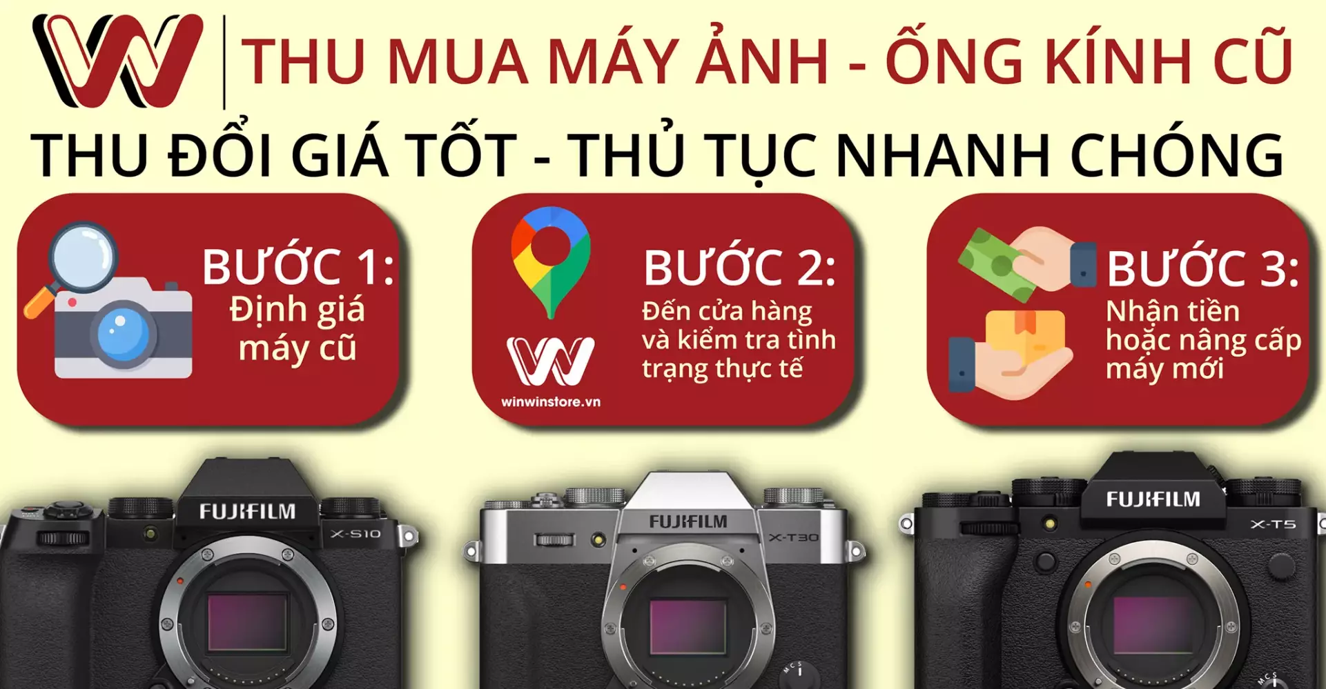 Thu cũ đổi mới - Thu mua máy ảnh cũ hỗ trợ lên đời máy mới tại WinWinStore